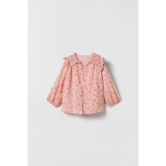 ZARA FLORAL TULLE SHIRT - Picture 1 of 5